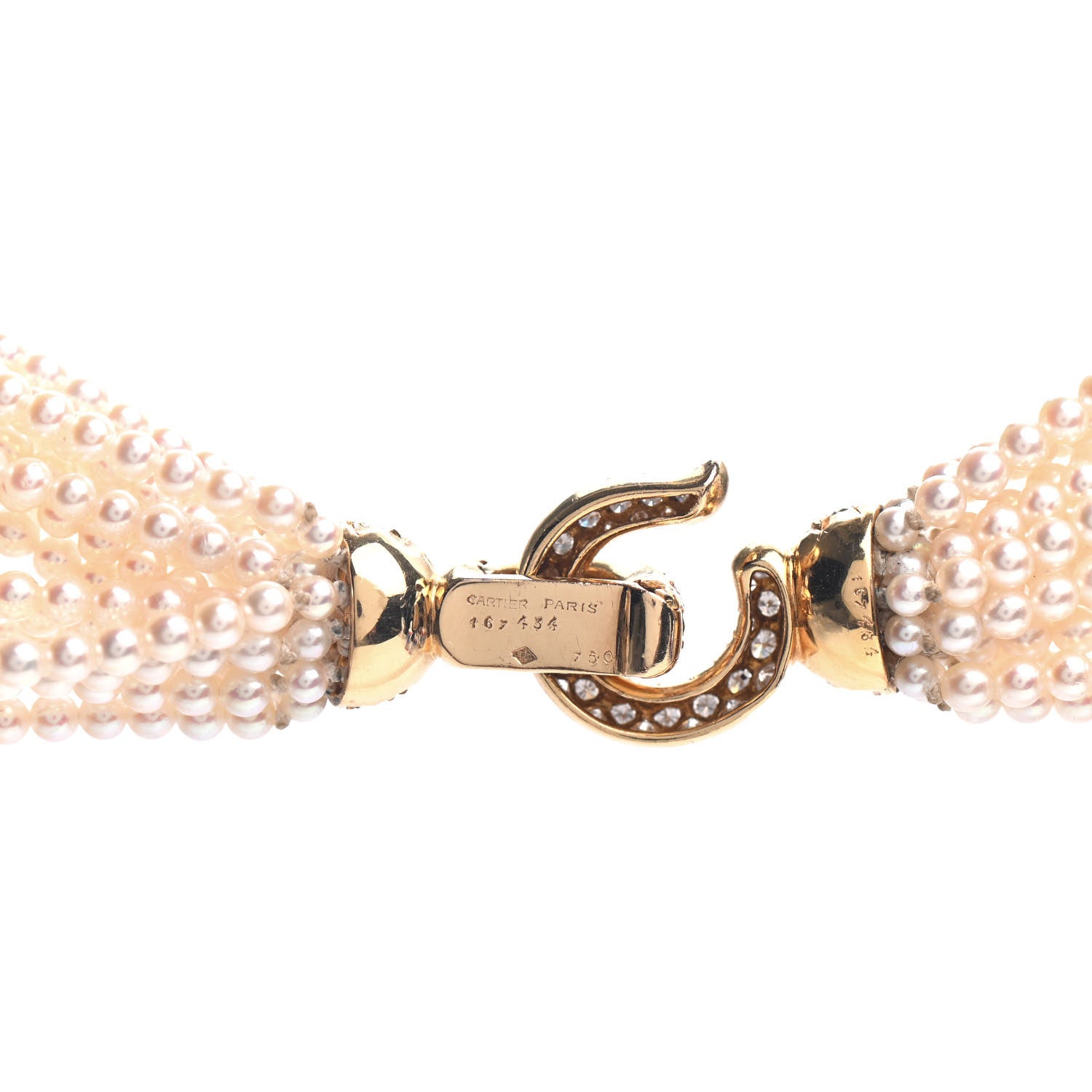 Cartier 18K Yellow Gold Diamond Pearl Collier Torsade Necklace 4 of 4