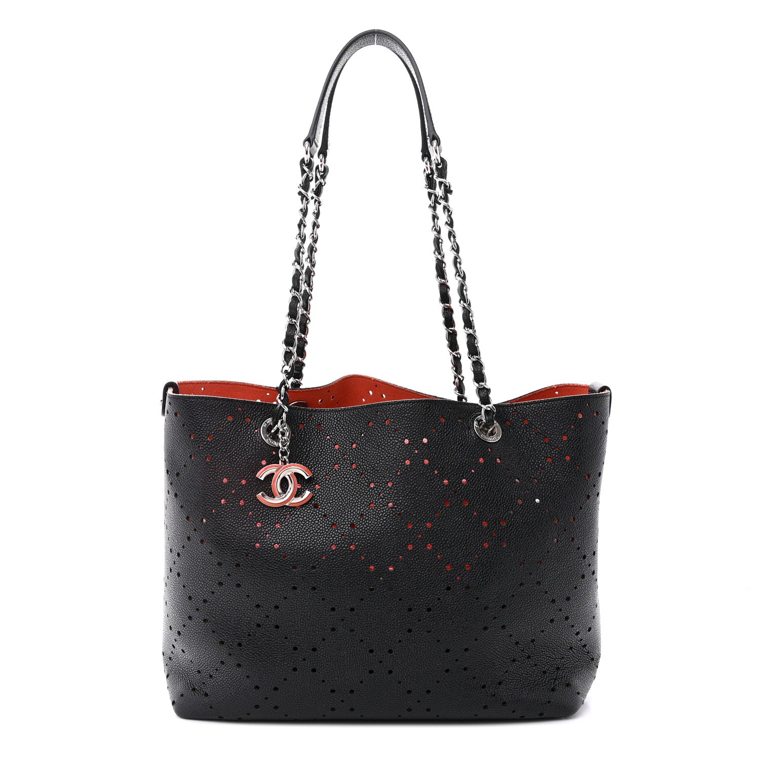 Chanel Perforated Grained Calfskin Small Shopping Tote Black 1 of 17