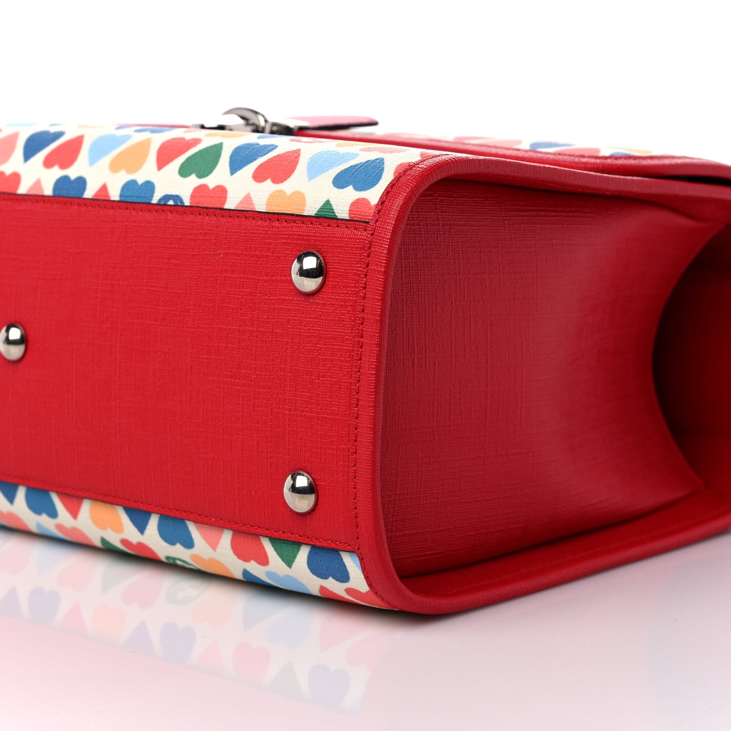 Coated Canvas Childrens Heart Buckle Top Handle Red