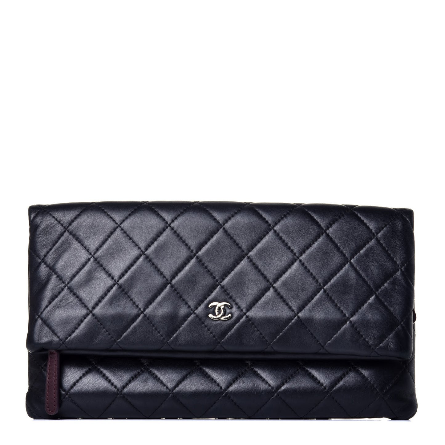 Lambskin Quilted CC Beauty Clutch Black