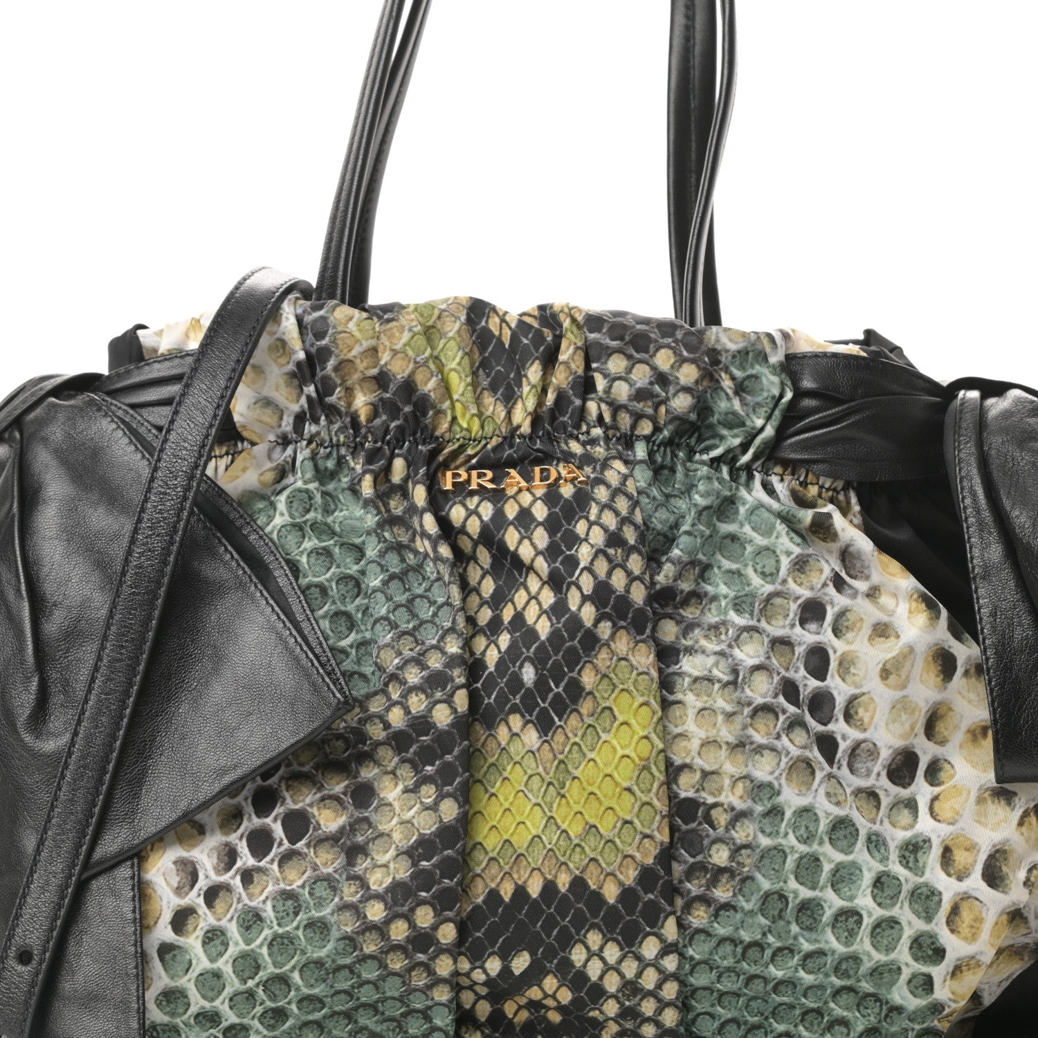 Prada Nylon Python Print Large Bow Bag Verde 8 of 11