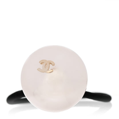 Chanel Pearl CC Hair Tie Black White 1 of 4