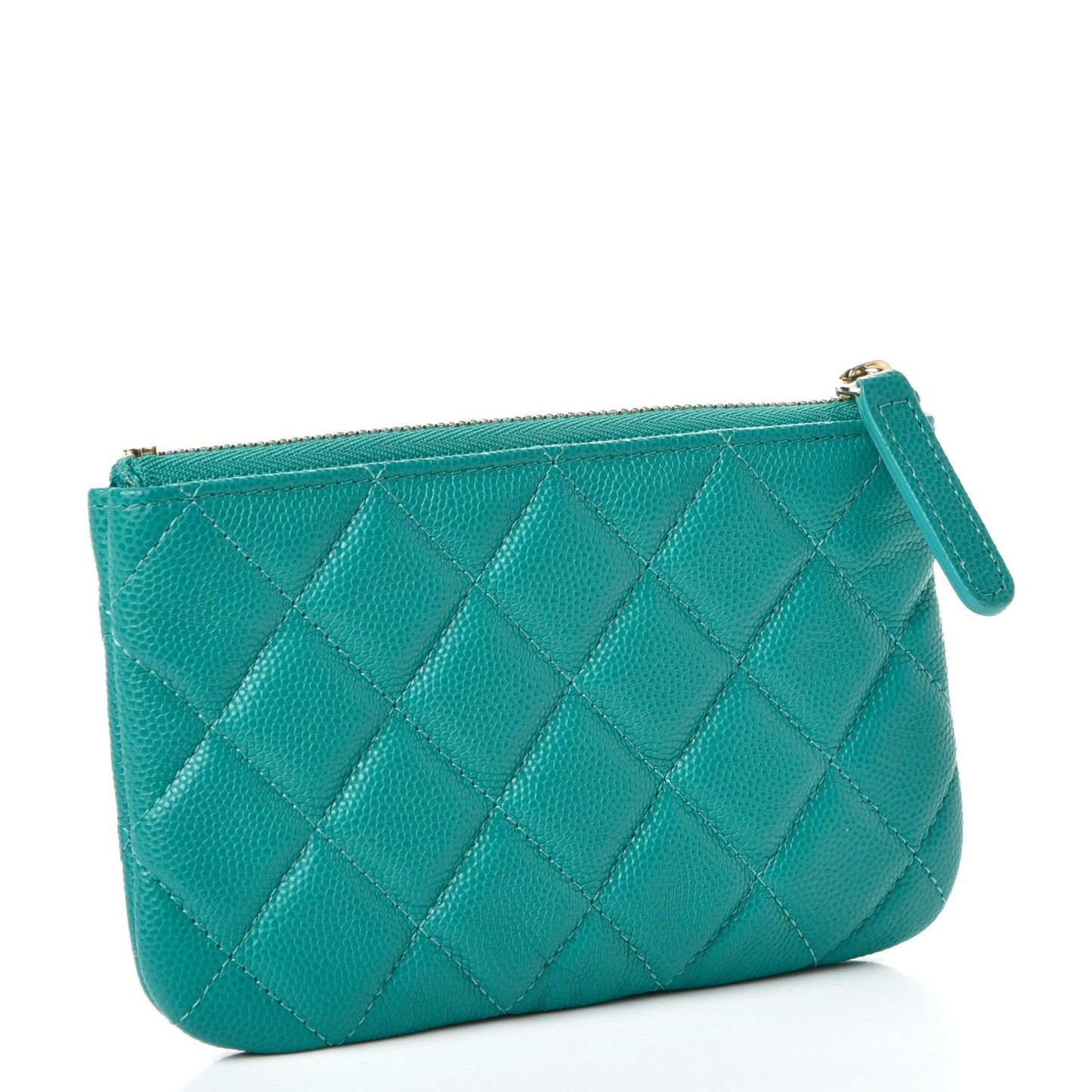 Caviar Quilted Small Cosmetic Case Turquoise