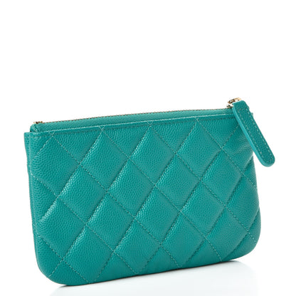 Chanel Caviar Quilted Small Cosmetic Case Turquoise 3 of 8