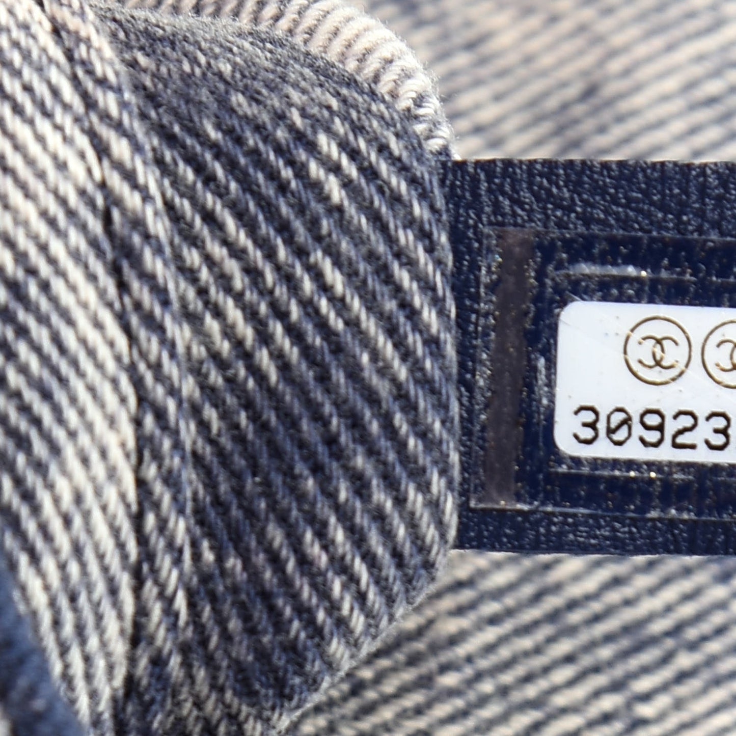 Denim Embossed CC Logo Print Jumbo Single Flap Blue