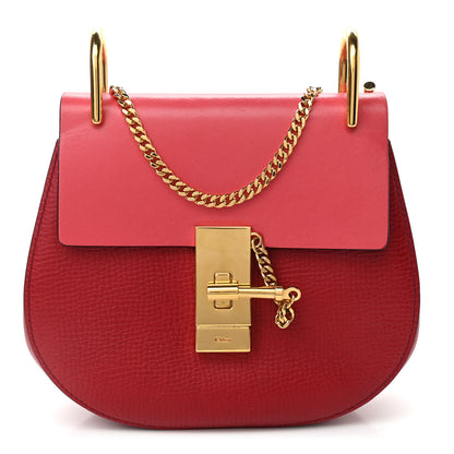 Chloe Grained Calfskin Lambskin Mini Bi-Color Drew Shoulder Bag Red 1 of 9