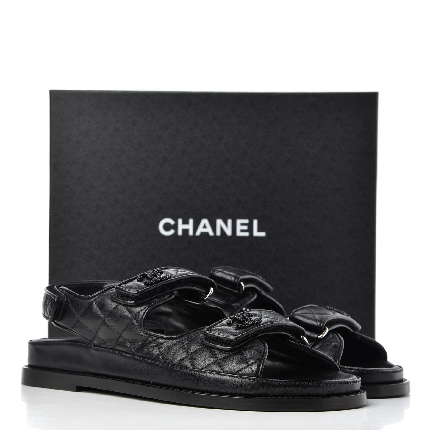 Lambskin Velcro Dad Sandals 40.5 Black