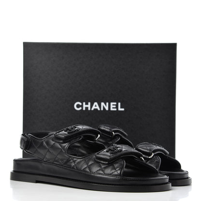 Chanel Lambskin Velcro Dad Sandals 40.5 Black 9 of 9