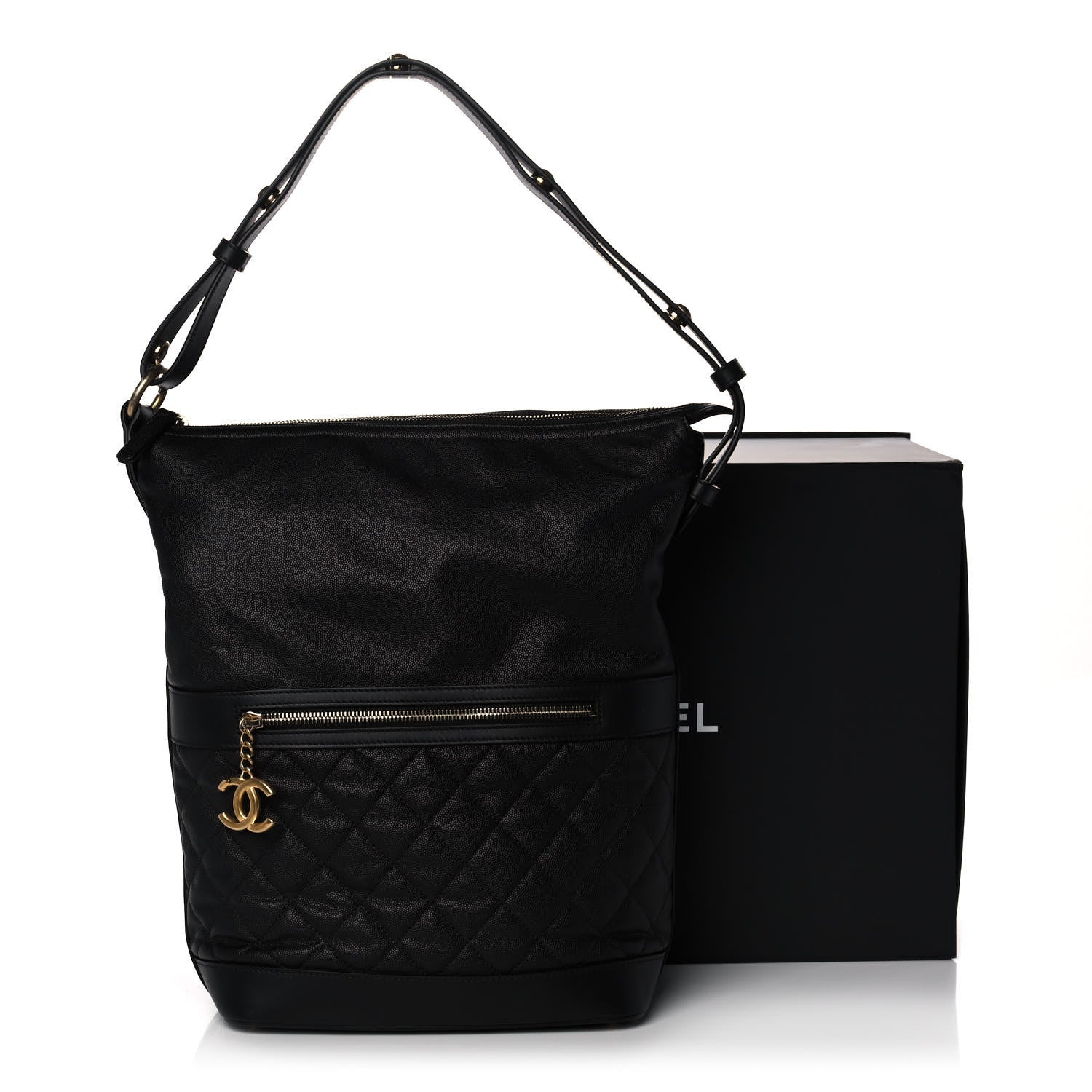 Chanel Caviar Lambskin Quilted Casual Style Hobo Black 10 of 10