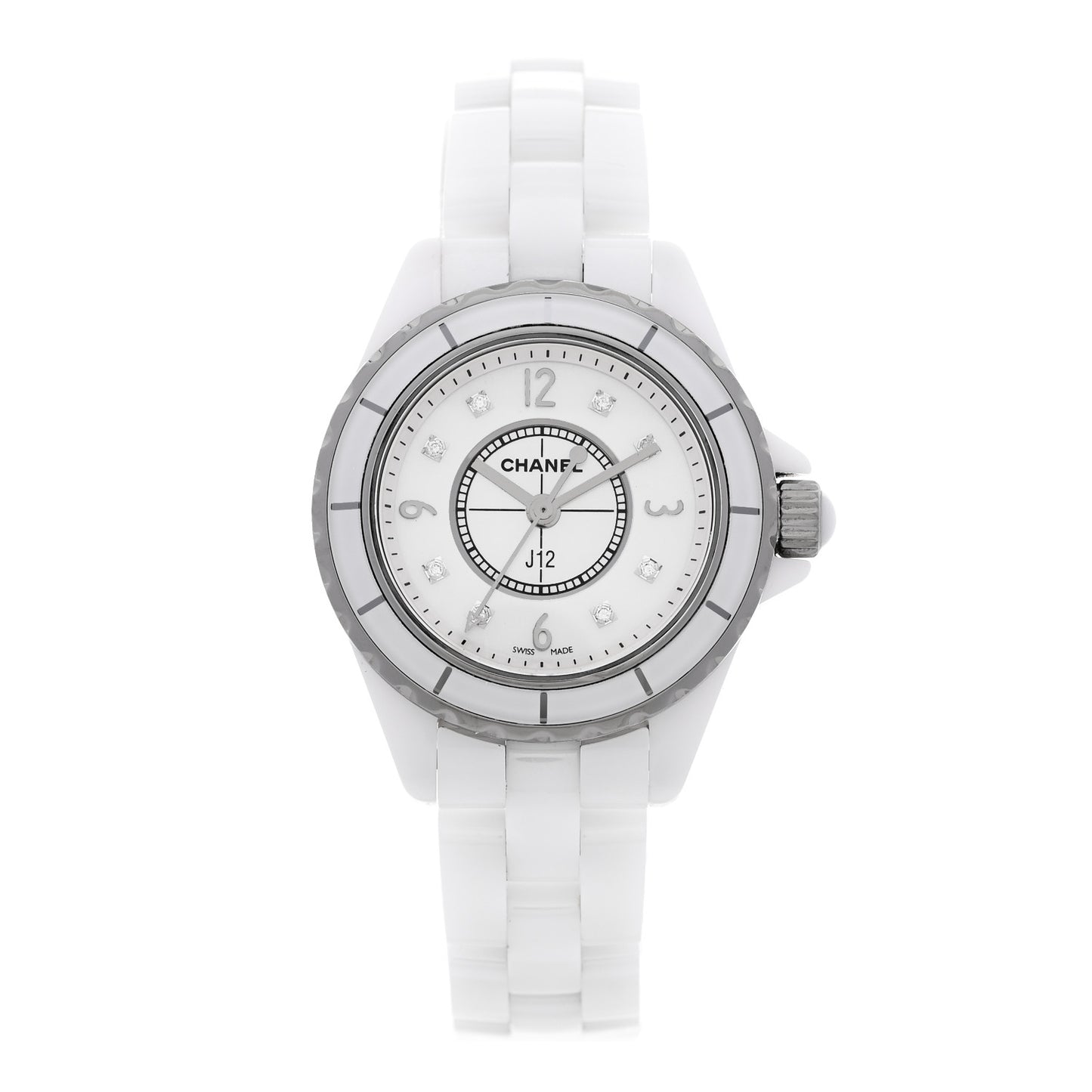 Stainless Steel Ceramic Diamond Mother of Pearl 29mm J12 Quartz Watch White