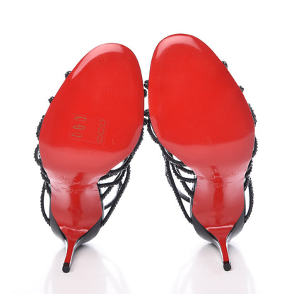Christian Louboutin Strass Suede Patent Circonvolu 85 Sandals Heels 37.5 Version Black 5 of 11