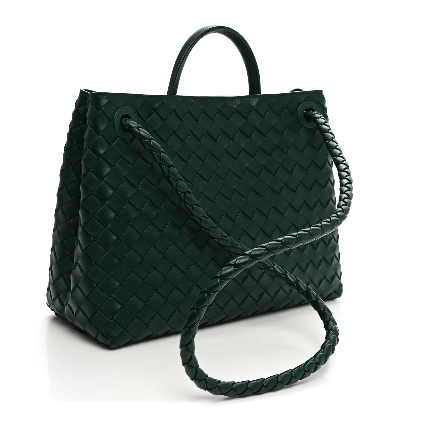 Nappa Intrecciato Medium Andiamo Shoulder Bag Emerald Green
