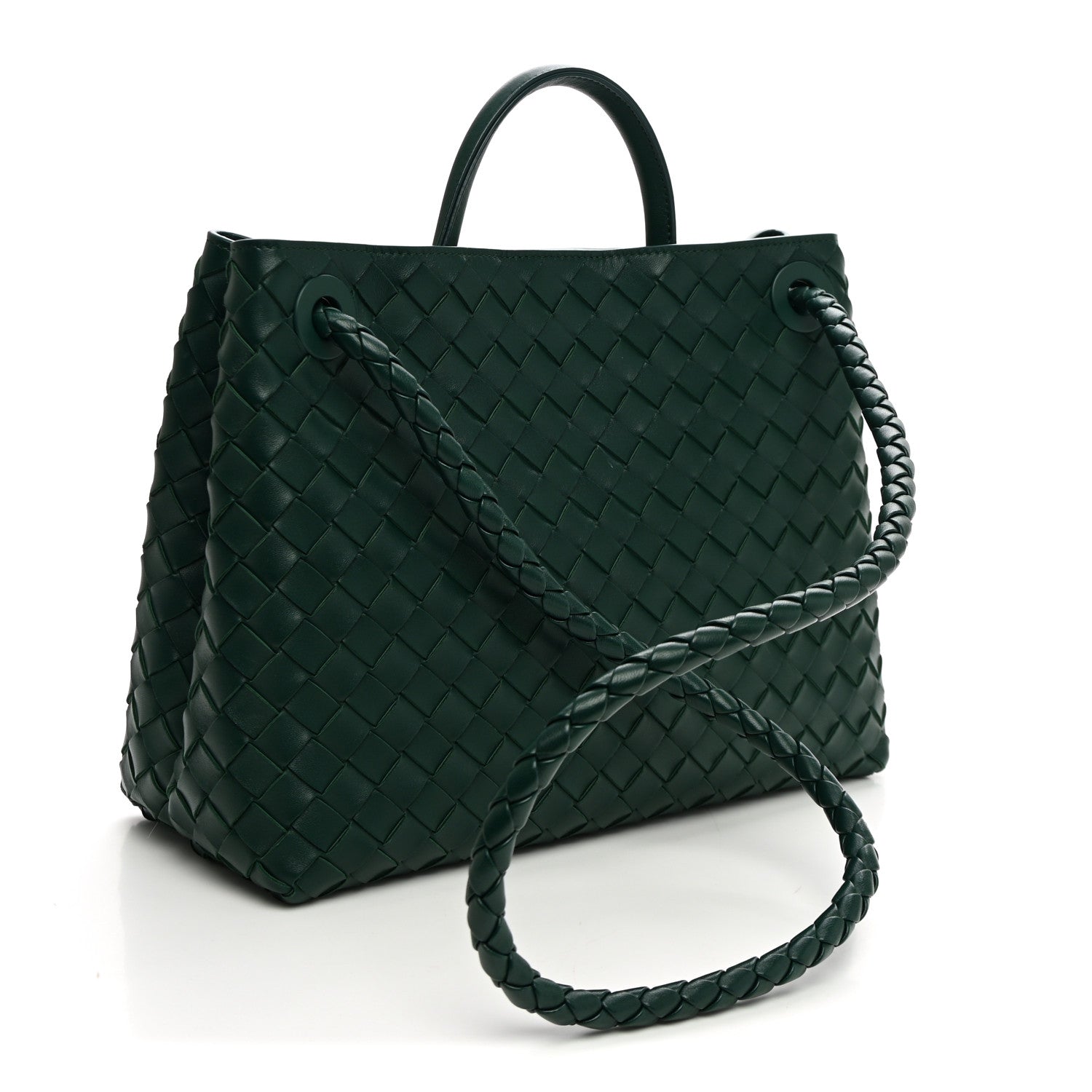 Bottega Veneta Nappa Intrecciato Medium Andiamo Shoulder Bag Emerald Green 3 of 9