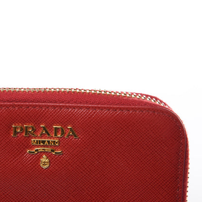 Prada Saffiano Metal Compact Zip Around Wallet Fuoco 8 of 8