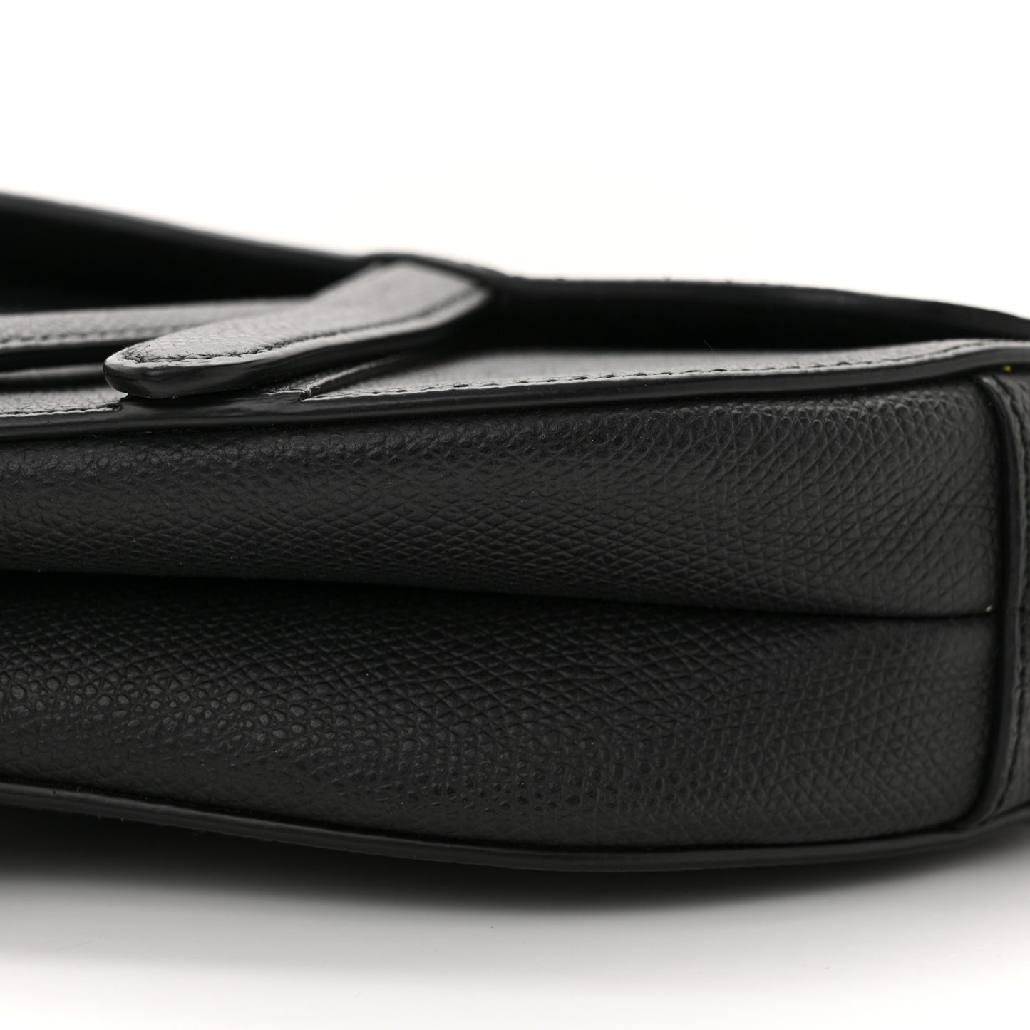 Grained Calfskin Mini Saddle Bag Black