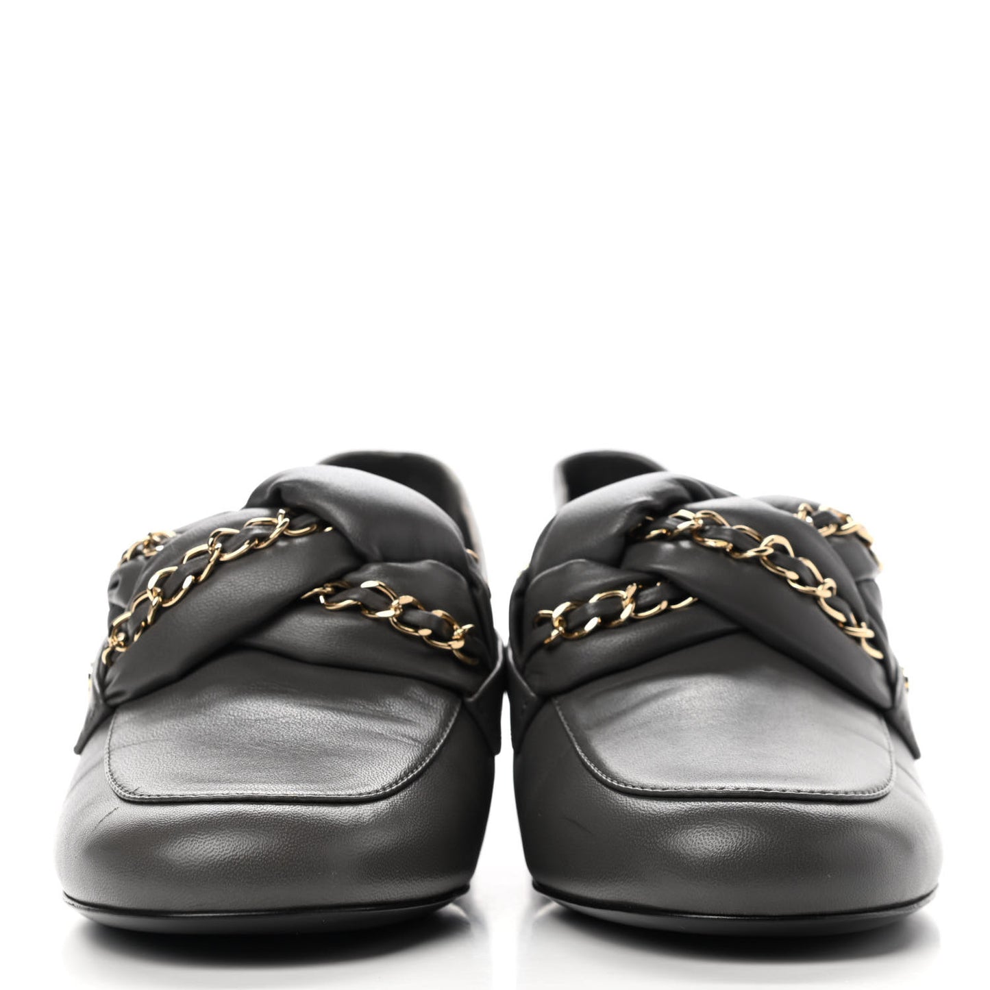 Lambskin CC Braided Chain Loafers 37 Grey