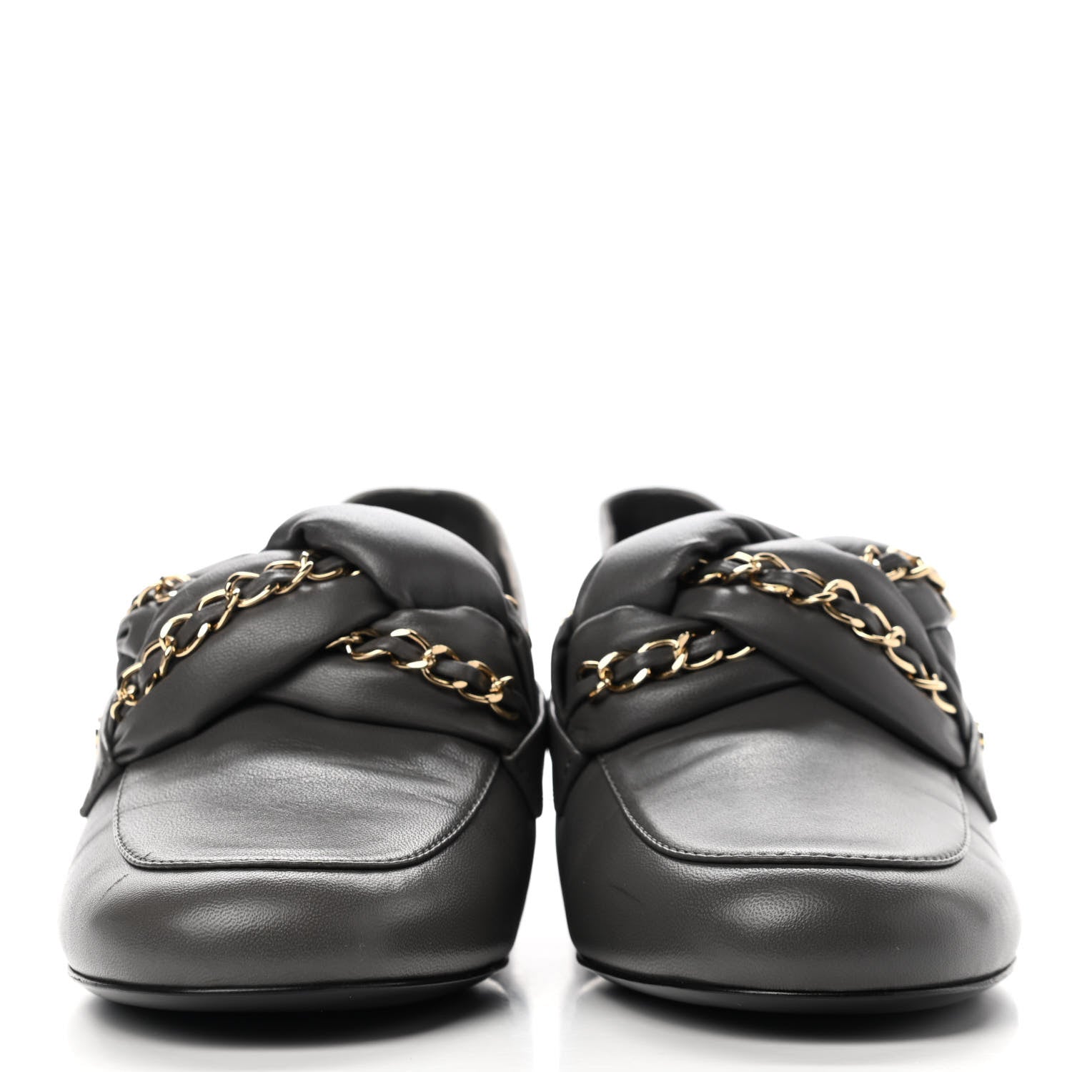 Chanel Lambskin CC Braided Chain Loafers 37 Grey 2 of 9