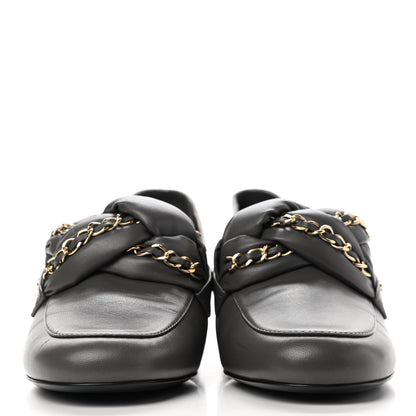 Chanel Lambskin CC Braided Chain Loafers 37 Grey 2 of 9