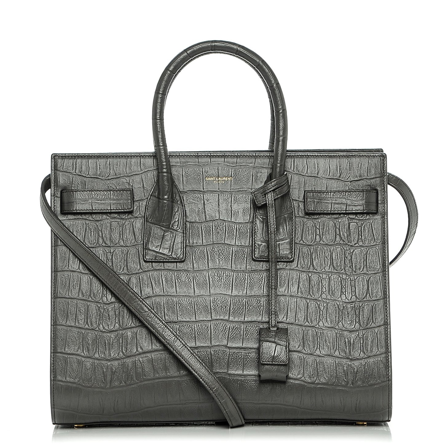 Calfskin Crocodile Embossed Small Sac De Jour Fog