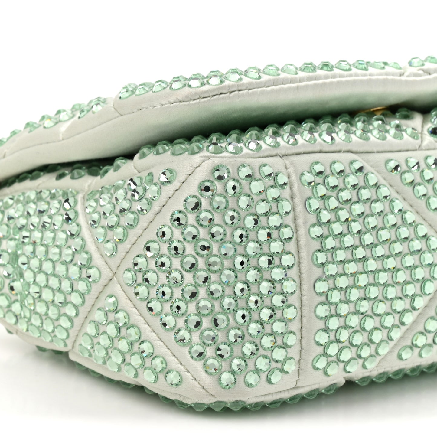 Satin Crystal Mini Bag With Chain Acqua