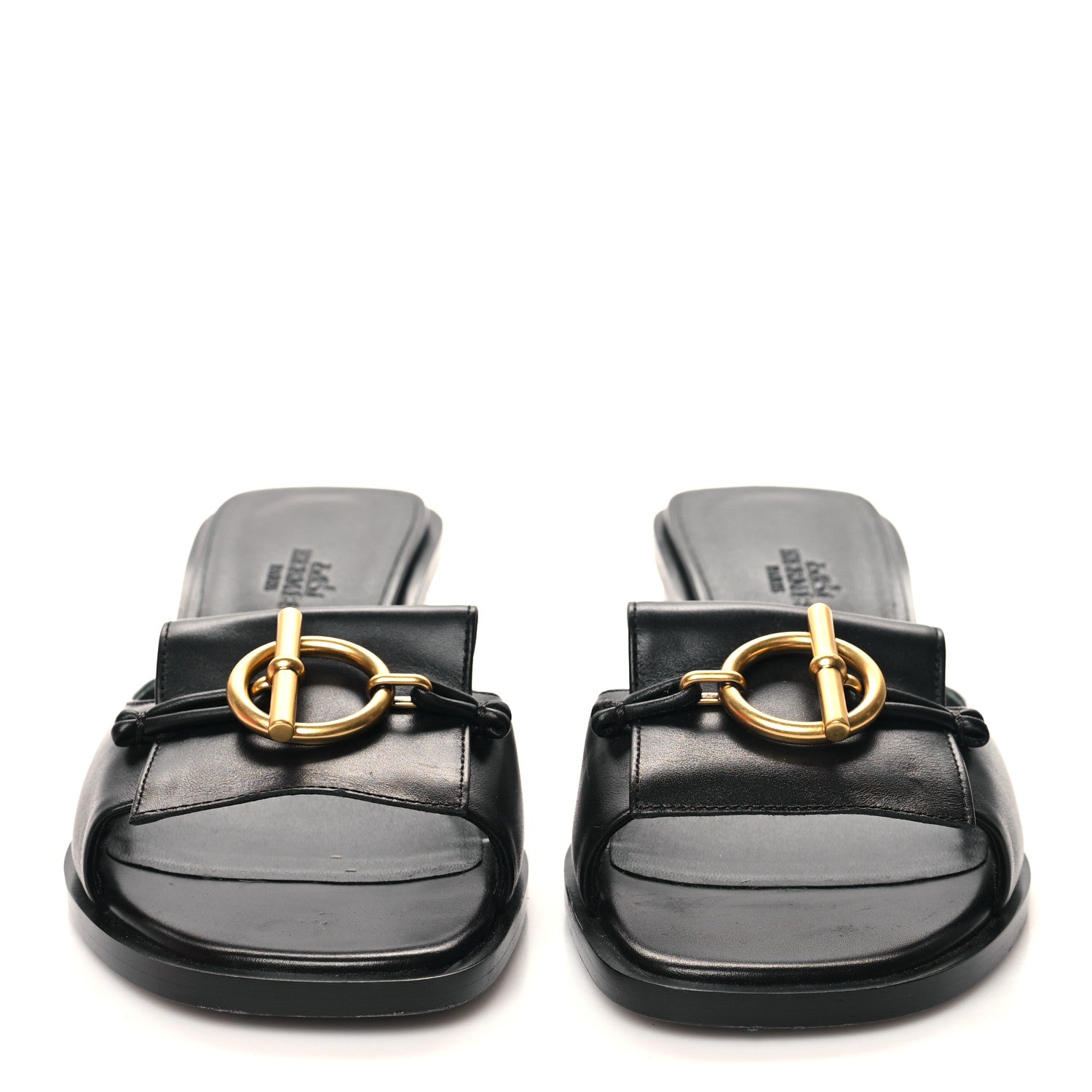 Hermes Calfskin Womens Ilot 50 Sandals 36 Black 2 of 10