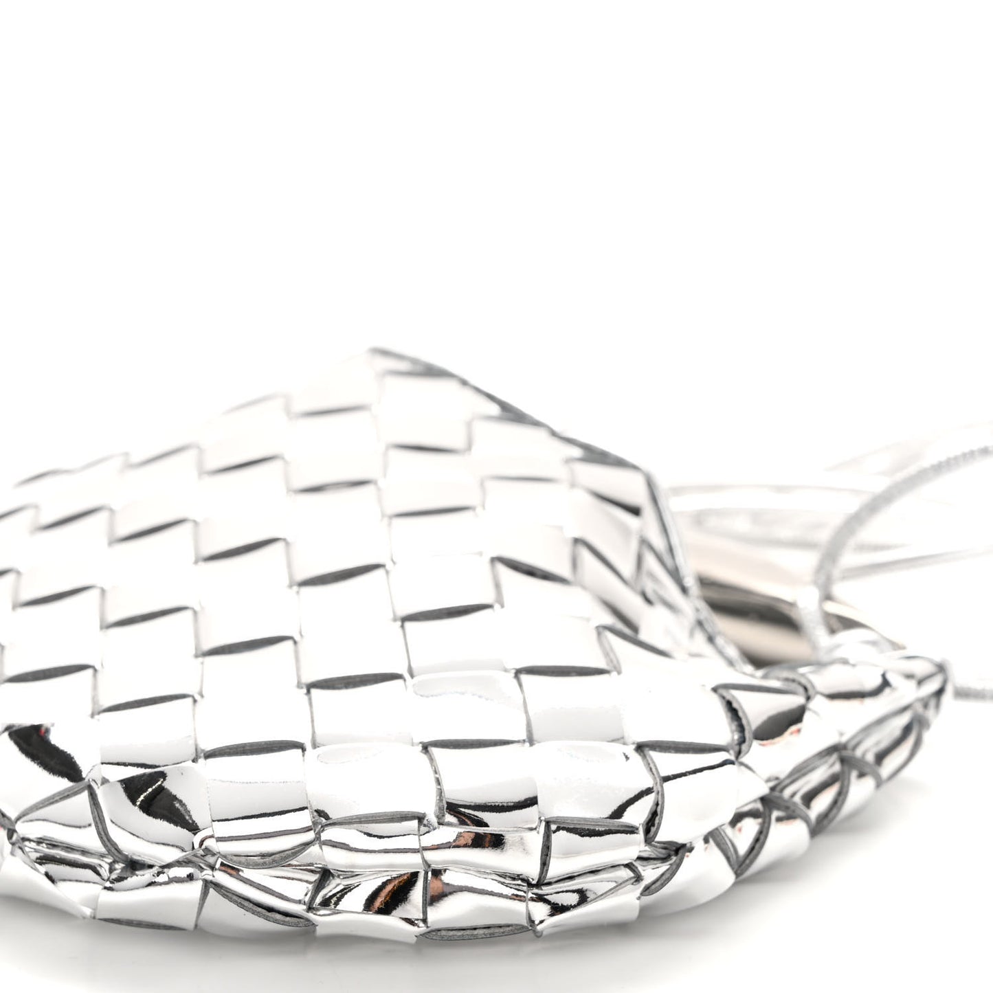Mirror Laminated Nappa Intrecciato Mini Sardine Bag Silver