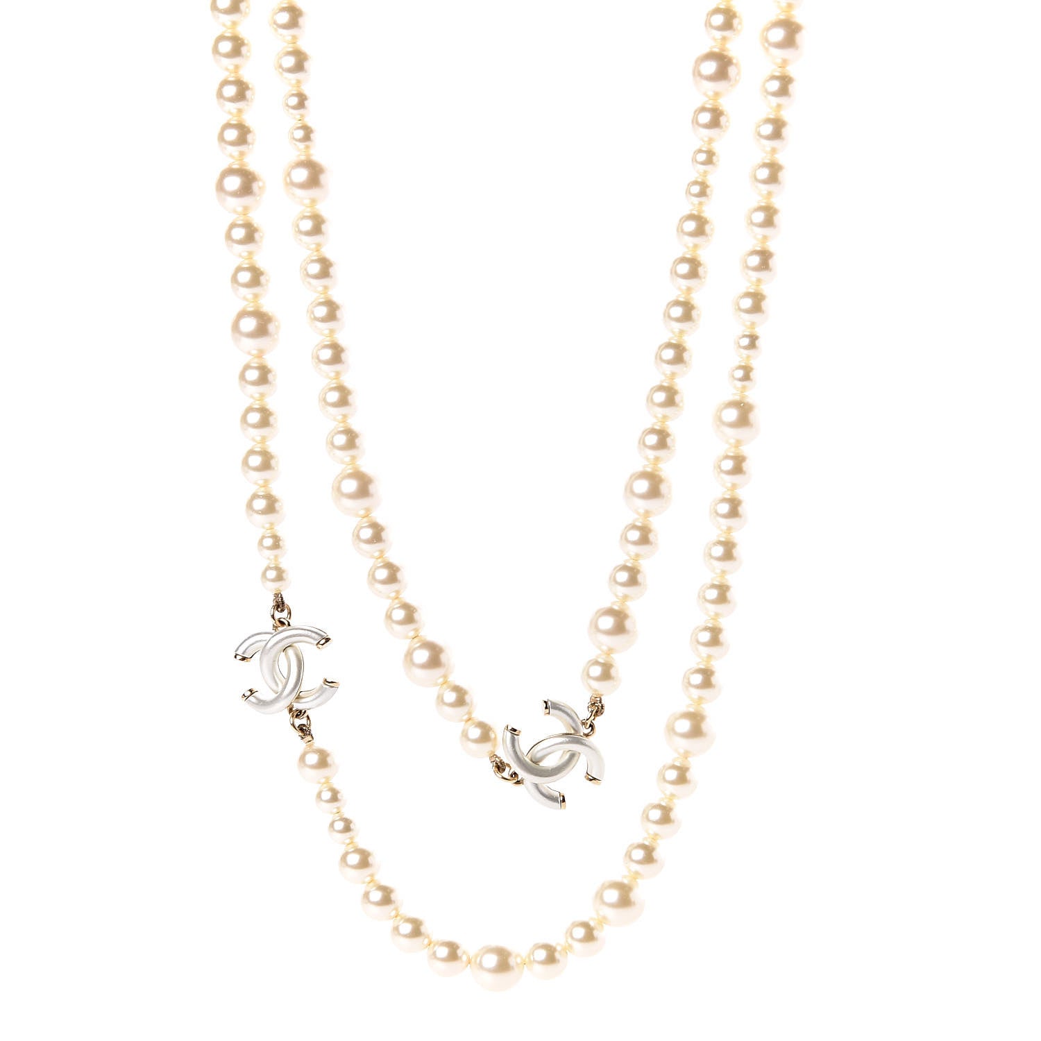 Chanel Graduated Pearl CC Long Necklace Gold 1 of 5