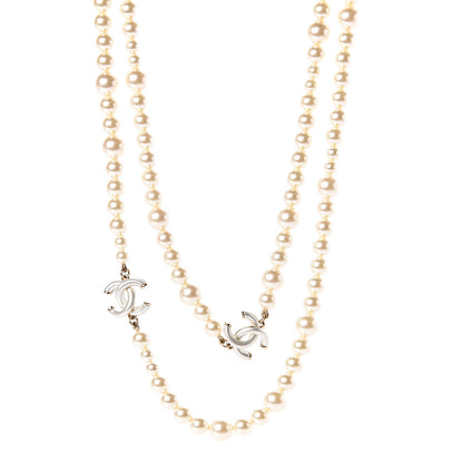 Chanel Graduated Pearl CC Long Necklace Gold 1 of 5