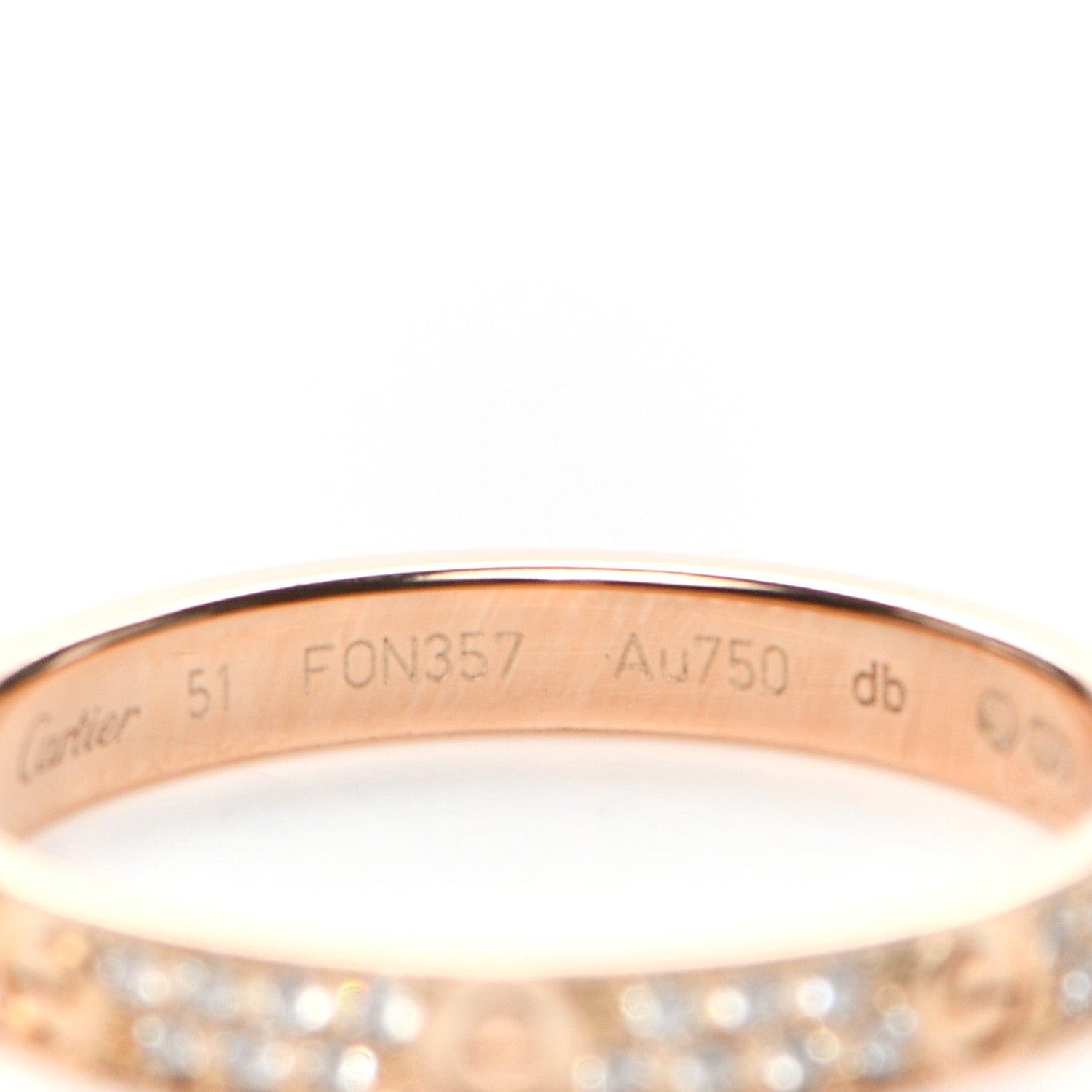 Cartier 18K Pink Gold Diamond 2.6mm LOVE Paved Band Ring 51 5.75 5 of 7