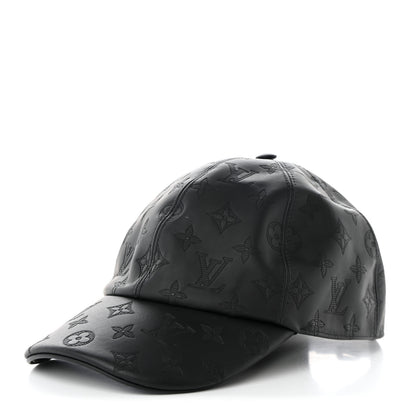 Louis Vuitton Calfskin Monogram Shadow Baseball Cap 60 Black 1 of 12