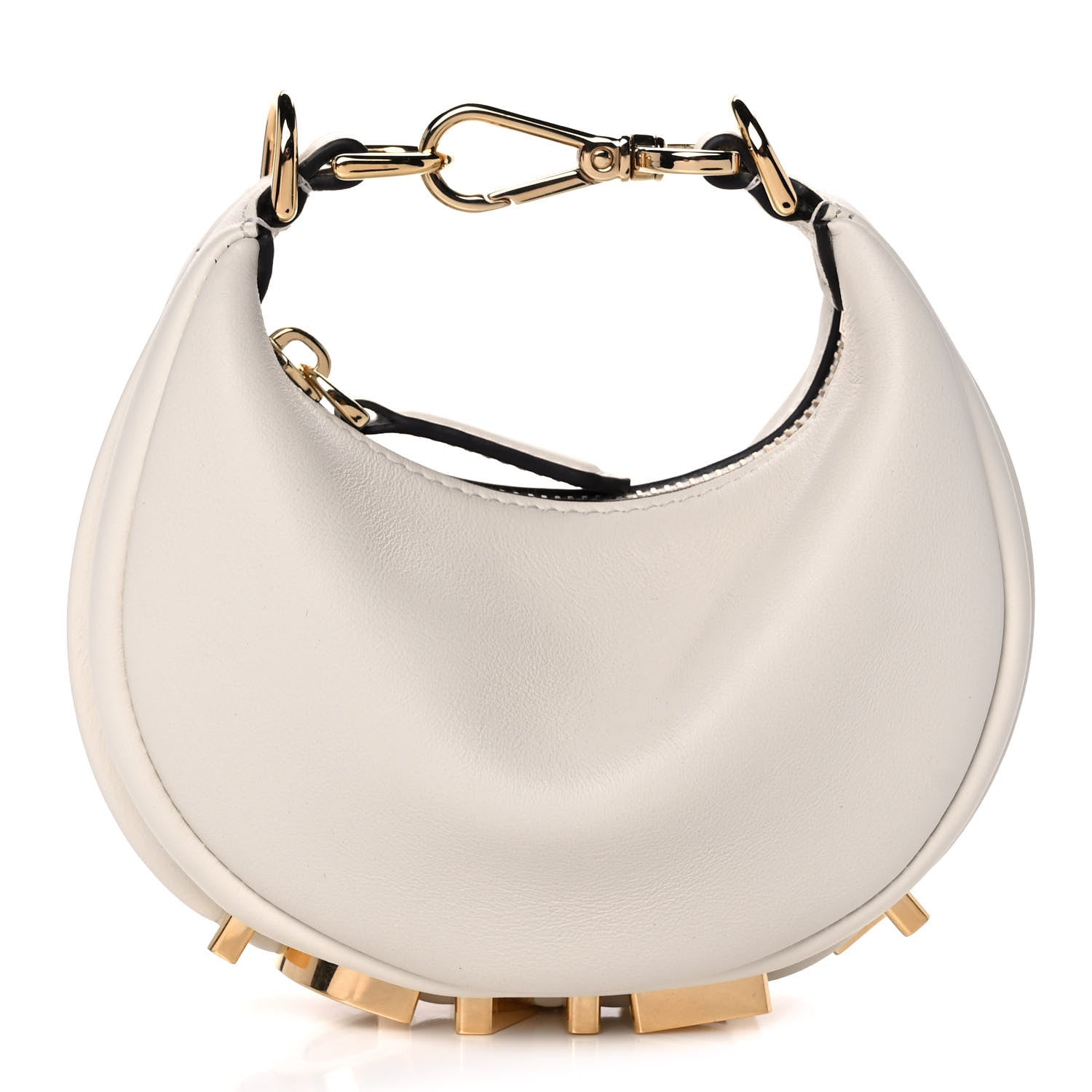 Fendi Vitello Grace Matte Nano Fendigraphy Hobo Charm White Ice 1 of 12