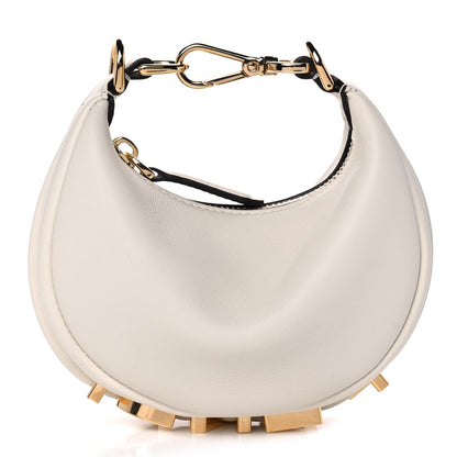 Fendi Vitello Grace Matte Nano Fendigraphy Hobo Charm White Ice 1 of 12