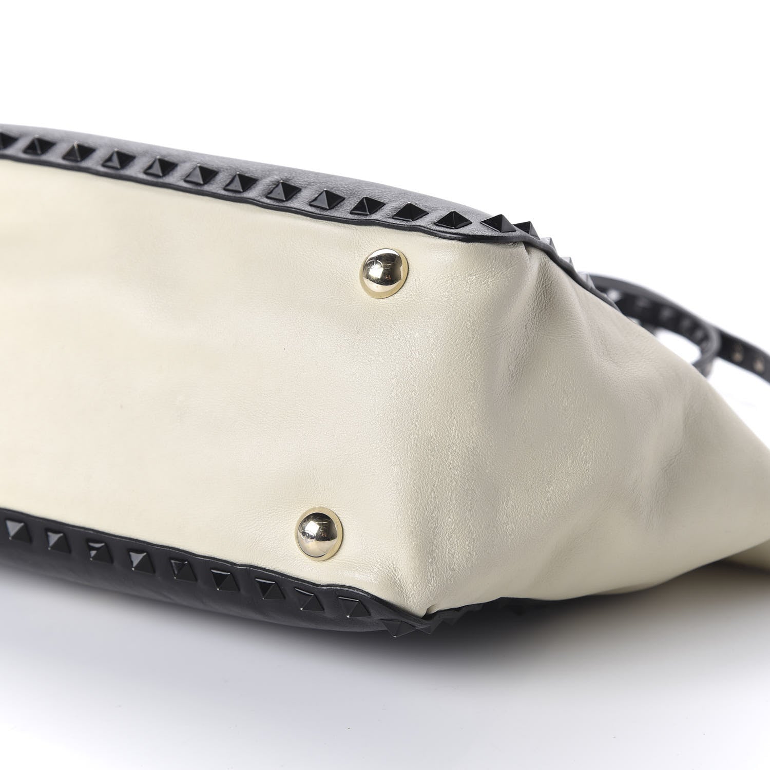Valentino Garavani Vitello Monochrome Small Rockstud Tote Black Light Ivory 8 of 10
