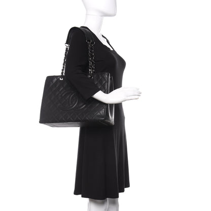 Chanel Calfskin Quilted Grand Shopping Tote GST Black 2 of 13