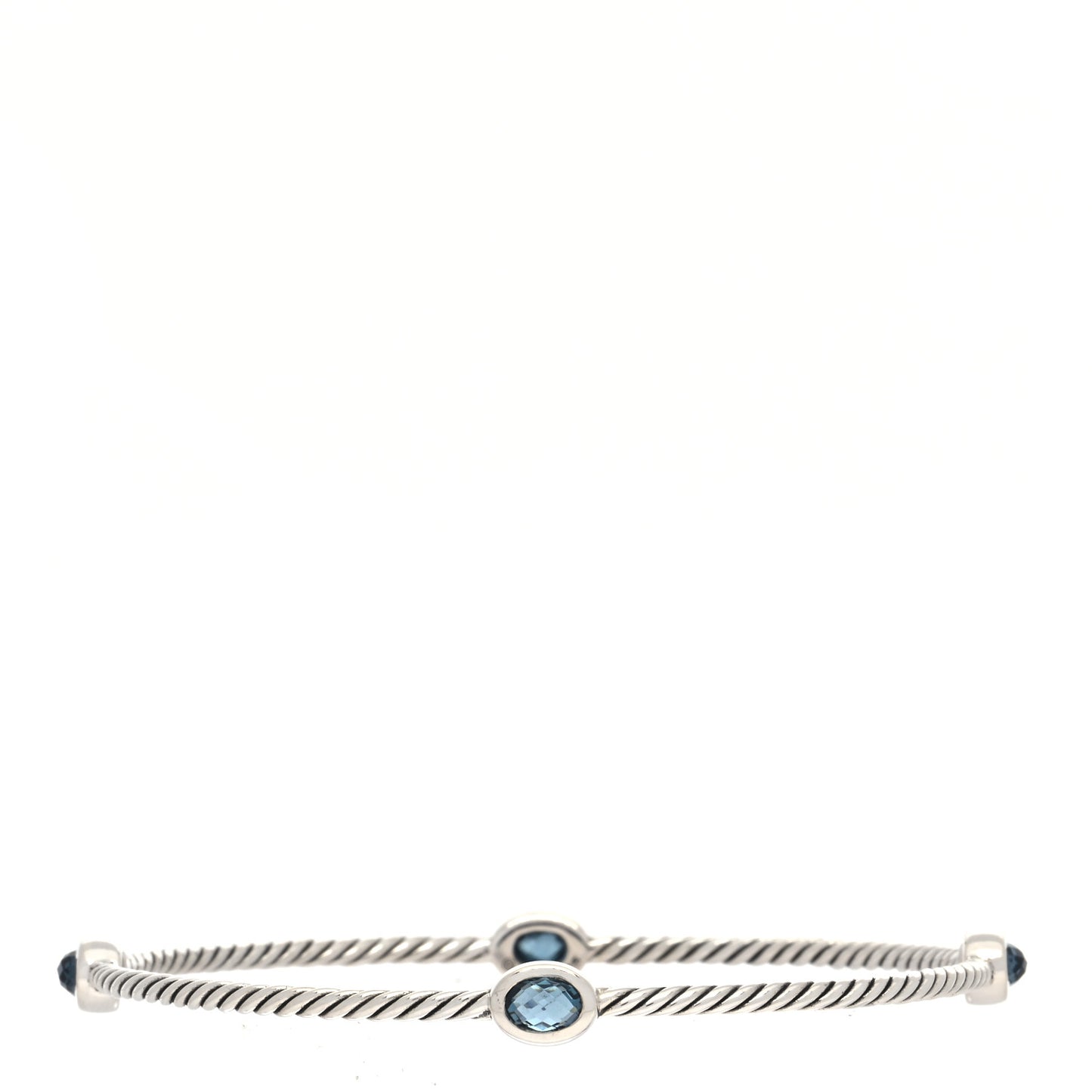 Sterling Silver Blue Topaz 3mm Color Classics Four Station Bangle Bracelet