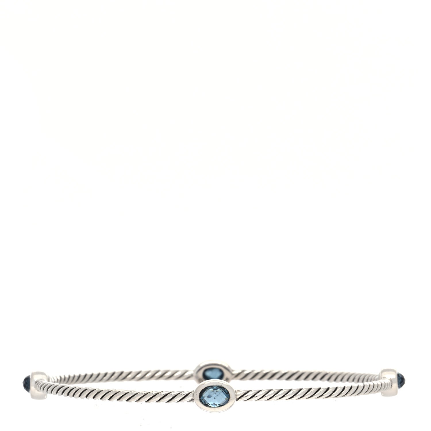 David Yurman Sterling Silver Blue Topaz 3mm Color Classics Four Station Bangle Bracelet 2 of 4