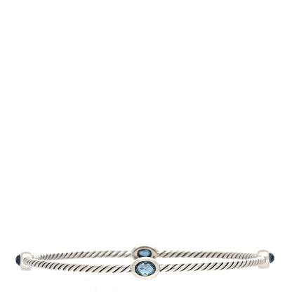 David Yurman Sterling Silver Blue Topaz 3mm Color Classics Four Station Bangle Bracelet 2 of 4