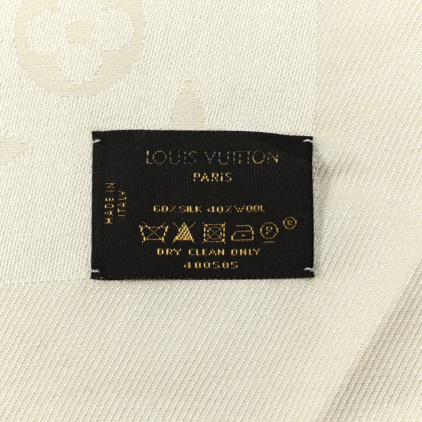 Wool Silk Monogram Shawl White