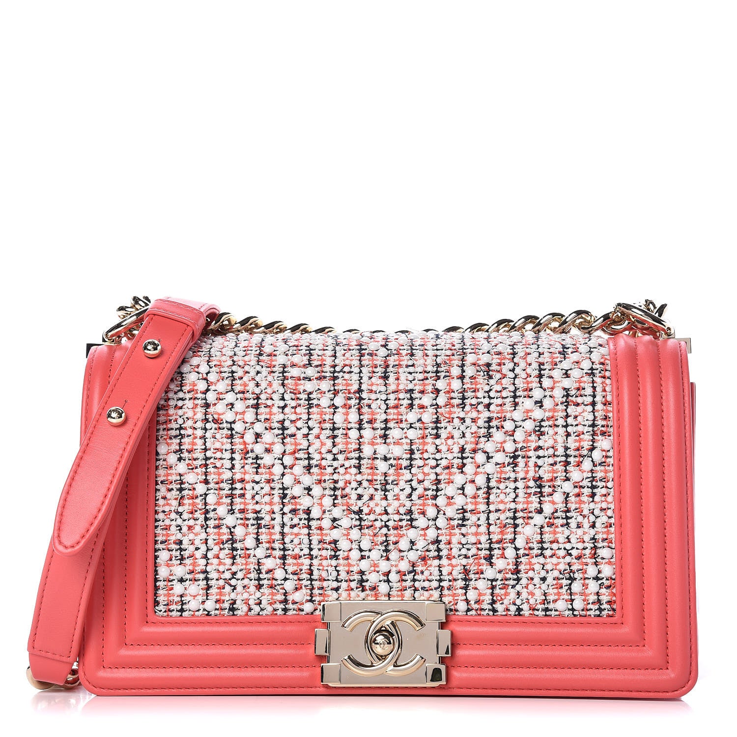 Chanel Lambskin Tweed Medium Boy Flap Pink 1 of 10