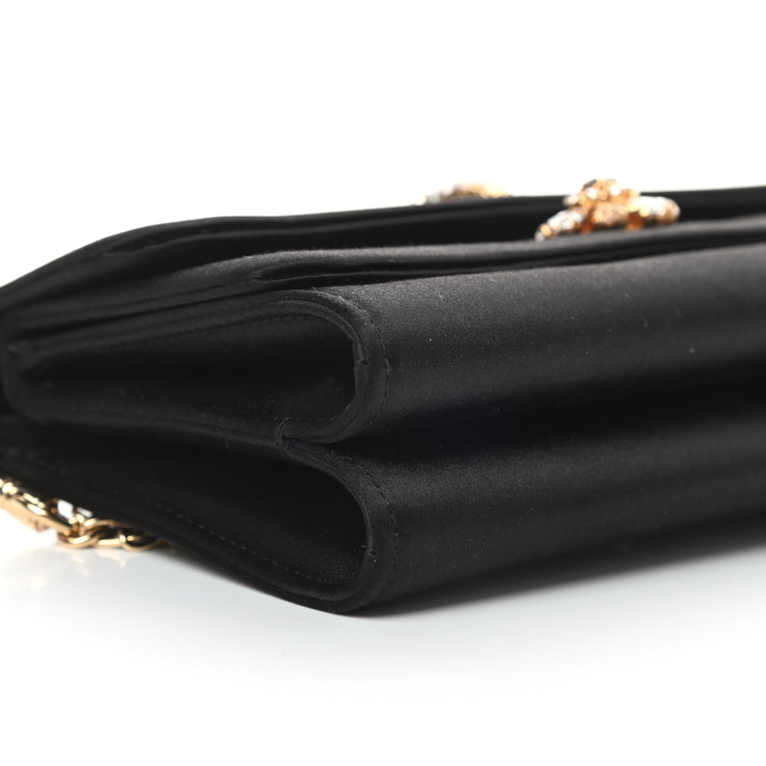 Dolce & Gabbana Satin Crystal Chain Shoulder Bag Black 8 of 9