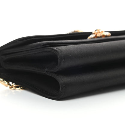 Dolce & Gabbana Satin Crystal Chain Shoulder Bag Black 8 of 9