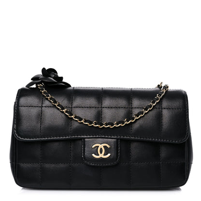 Chanel Lambskin Quilted Mini Chocolate Bar Camellia Flap Black 1 of 14