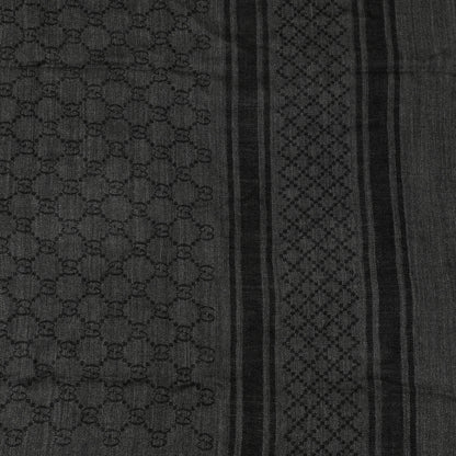 Gucci Wool Silk Diamante Monogram Shawl Grey 4 of 4