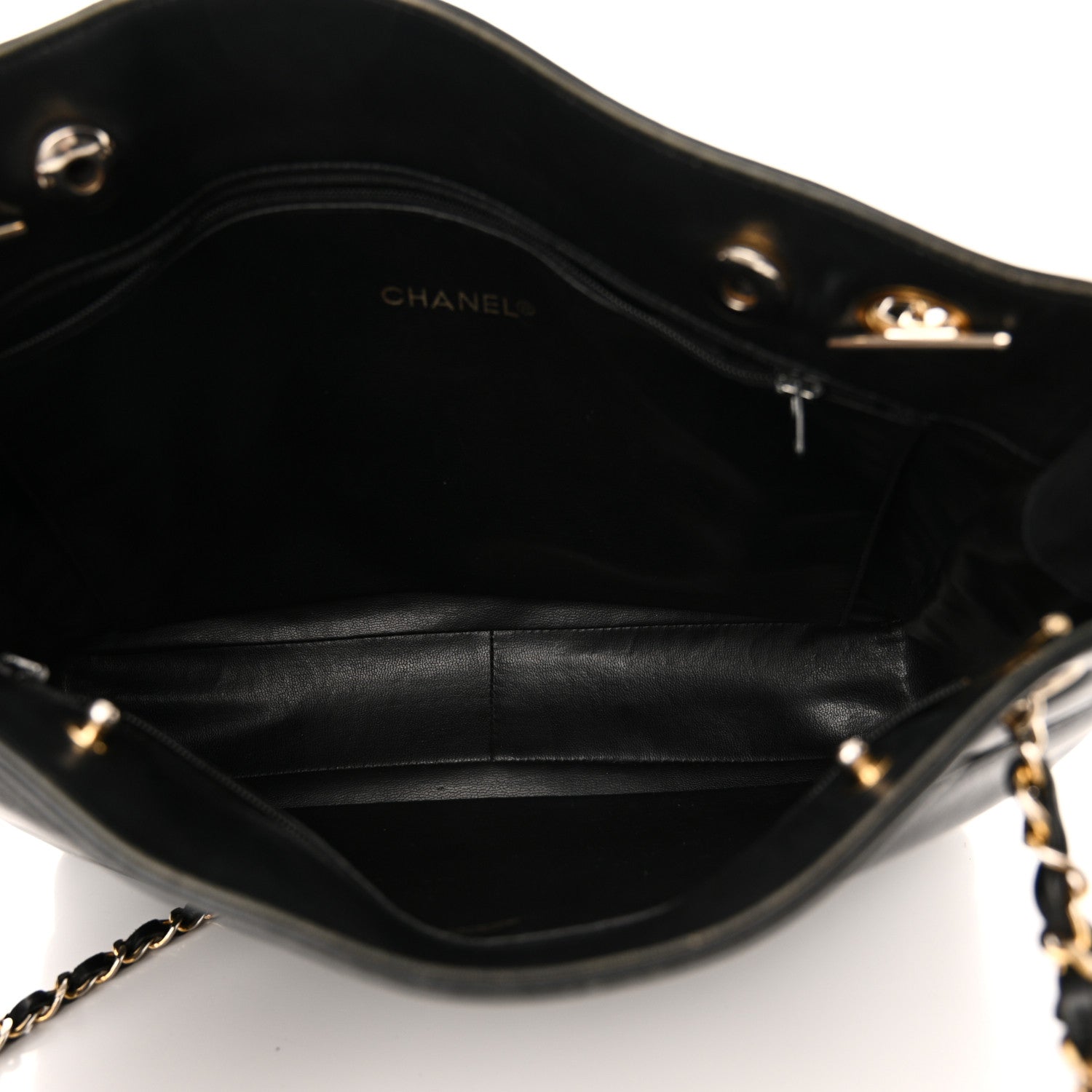 Chanel Lambskin Shopping Tote Black 5 of 12