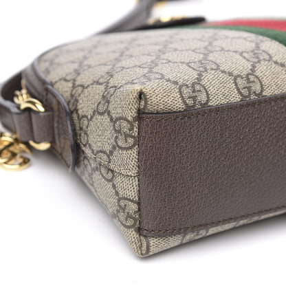 Gucci GG Supreme Monogram Textured Dollar Calfskin Web Small Ophidia Dome Shoulder Bag Beige Ebony New Acero 9 of 10