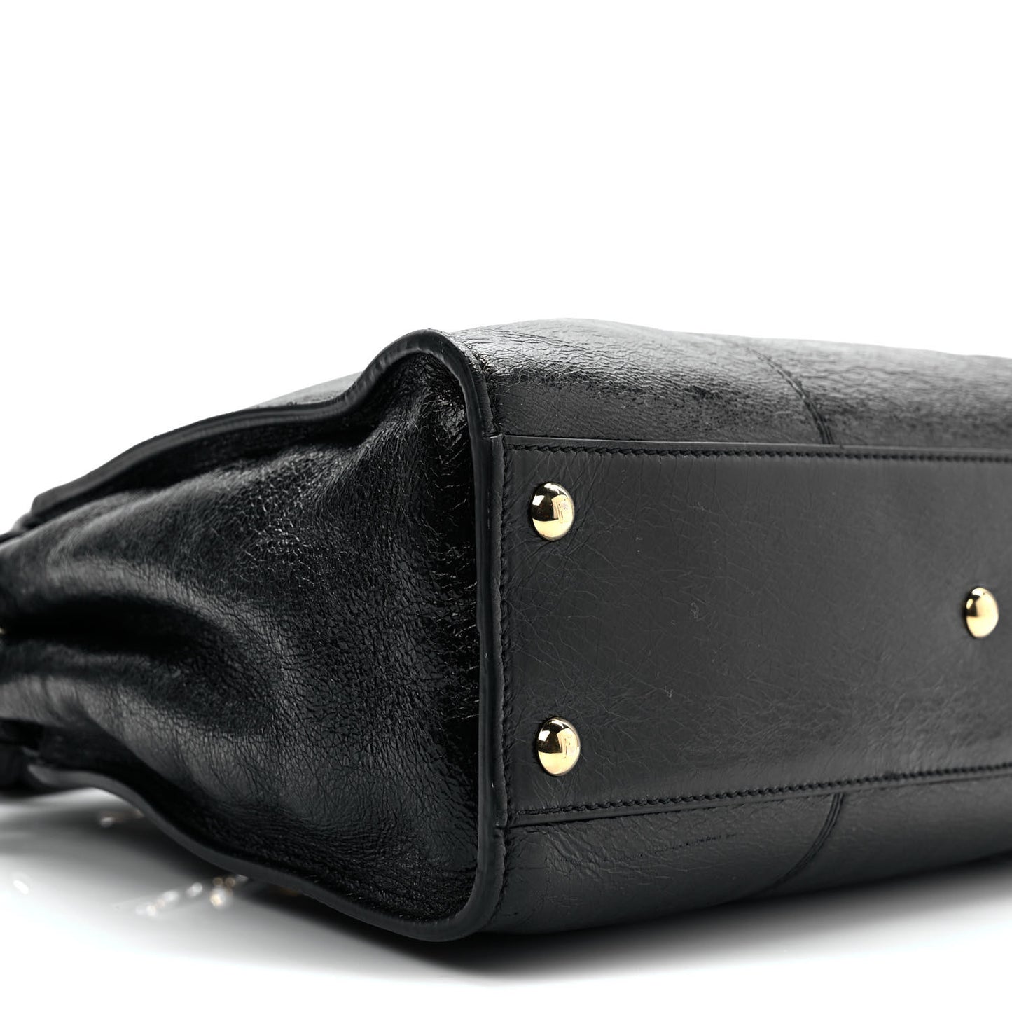 Agnello Old Shine Medium Peekaboo Iconic Satchel Black