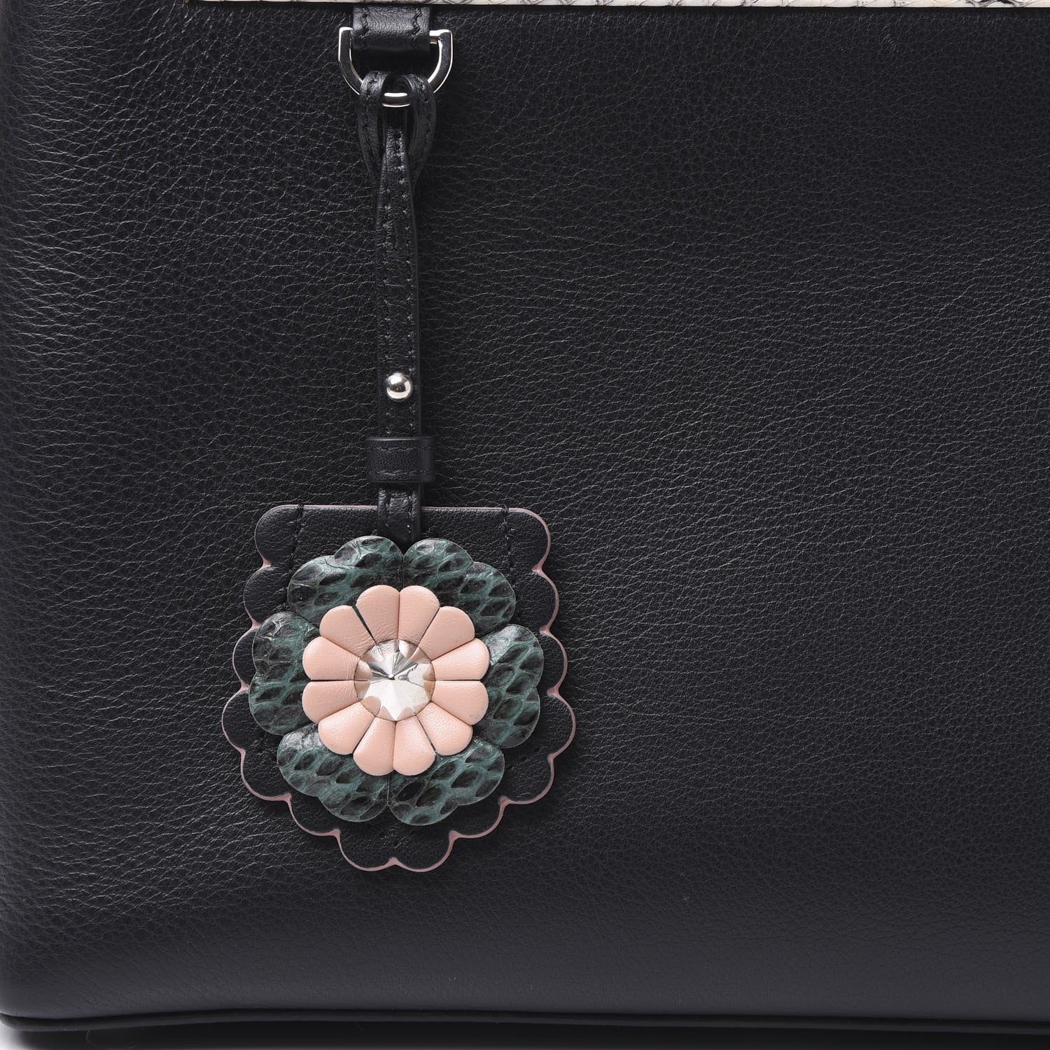 Fendi Vitello Dolce Elaphe Petite 2Jours Tote Black 8 of 8