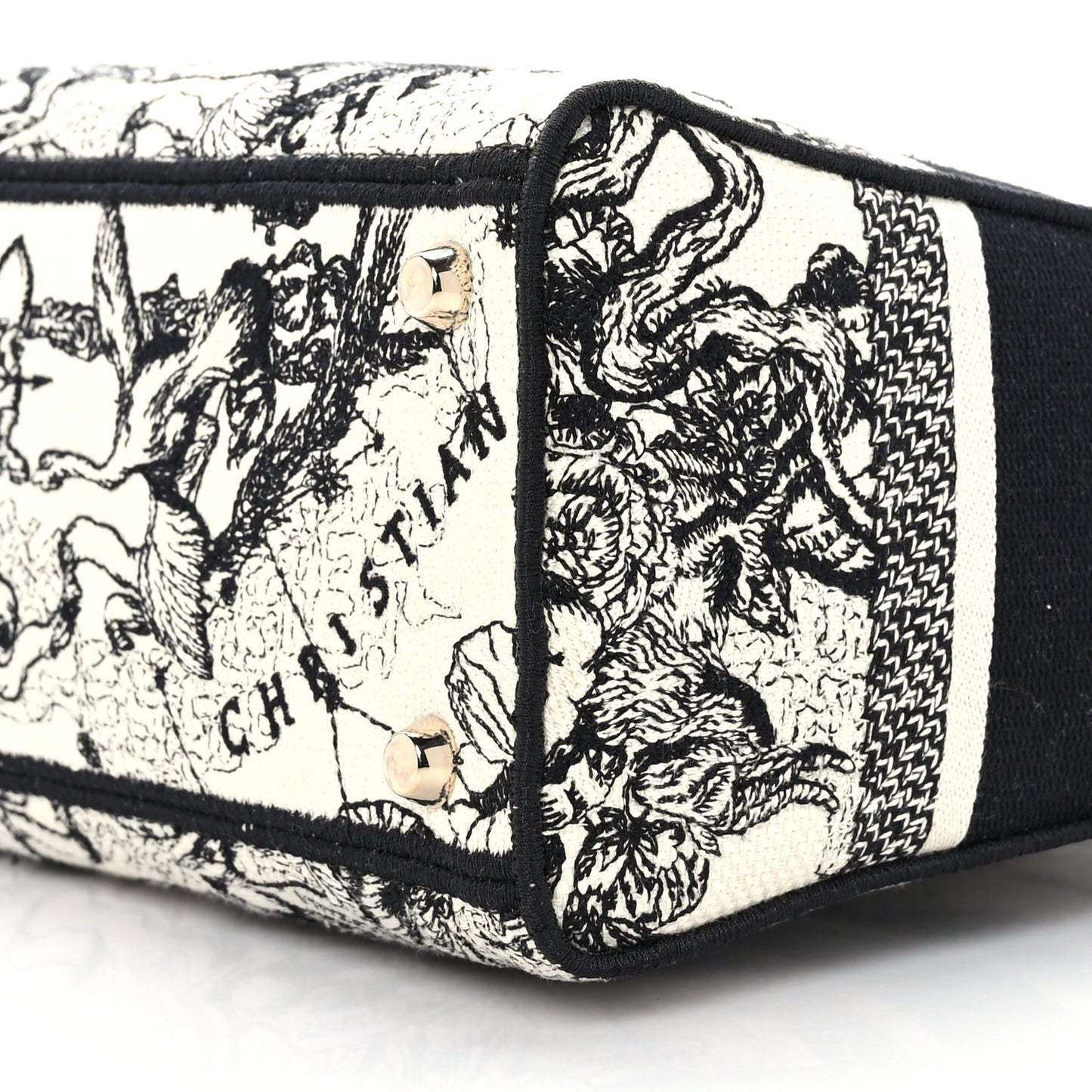 Canvas Embroidered Zodiac Toile De Jouy Medium Lady D-Lite Latte