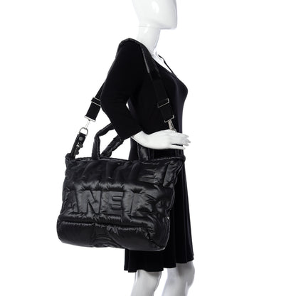 Chanel Nylon Embossed Doudoune Bowling Bag Black 2 of 10