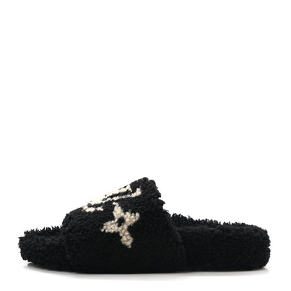 Louis Vuitton Shearling Monogram Giant Paseo Flat Comfort Mule 38.5 Black 1 of 8